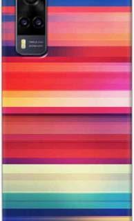 NDCOM Back Cover for Vivo Y31 2021 Colorful Stripes Printed (Multicolor, Hard Case)