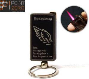 Point Zero Premium Essential Refillable Lighter The Angel Wings Shaped For Cigarette Slim Design - Windproof Lighter -Jet Flame - Hookah Lighter Pocket Lighter (Brown)