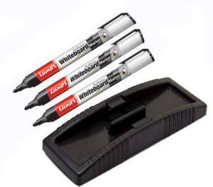 Eduway Non Magnetic Non magnetic Premium Non Magnetic Plastic White Board Duster With 3 Marker Dusters (Black)