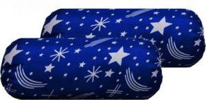 ACZO FEEL Microfibre Abstract Bolster Pack of 2 (Blue, White)