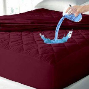ASHEL Fitted Double Size Waterproof Mattress Cover (Maroon)