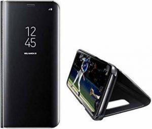 WAVECHOICE Front & Back Case for Poco M3 Smart Clear View Mirror Flip (Black)