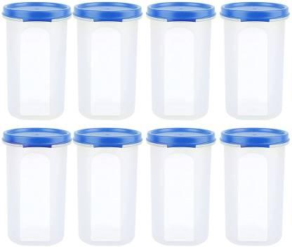 Cutting EDGE Pack Of 8 | 585ML Each | Blue | Round Containers-Smart Slim Storage Combo Set Air-Tight & Leak Resistant Plastic Round Modular Container – For Pasta | Juice | Snacks | Cookies | Wafers | Flax & Chia Seeds - Stackable | BPA Free | Refrigerator Safe - 585 ml Plastic Utility Container (Pack of 8, Blue)
