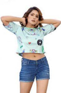Casual Printed Women Light Blue Top
