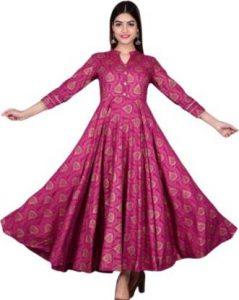 Women Printed Kurta (Pink)
