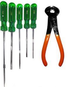 MHERAS Small To Long with Magnet 2 in 1 & Pincer Plier TOP (Length : 6 inch) CUTTER Power & Hand Tool Kit (6 Tools)