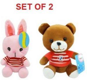 TEMSON Set Of 2 Imported Stuffed Teddy Bear Soft Toys For Kids. - 7 inch (Multicolor)