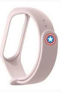 CellFAther Silicon Band Watch Captain America Button Smart Band Strap (Pink)