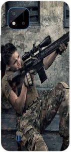 Bluvver Back Cover for Realme C20,RMX3061, Printed Army Battlefield Military Back Cover (Multicolor, Hard Case)