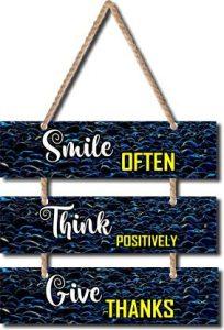 BeFaltu Smile, Think, Live Wall Hanging Board Plaque Sign for Room Decoration (Multicolor, Pine Wood, Size : 12 In x 10.5 In) (Multicolor)