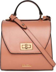 KLEIO Solid Color Top Handle Structured Handbag for Women Girls Waterproof Shoulder Bag (Pink, 3 L)