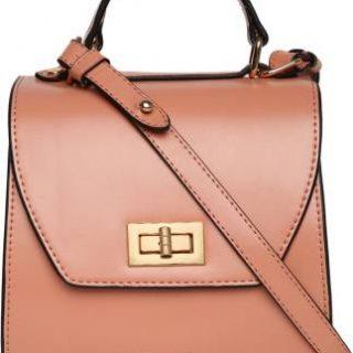 KLEIO Solid Color Top Handle Structured Handbag for Women Girls Waterproof Shoulder Bag (Pink, 3 L)