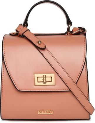 KLEIO Solid Color Top Handle Structured Handbag for Women Girls Waterproof Shoulder Bag (Pink, 3 L)