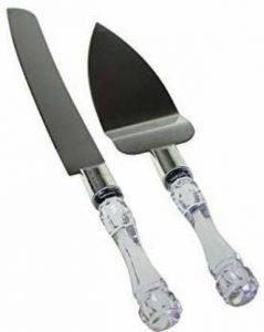 FIREFLY HUB 114484 Stainless Steel Cake Knife and Server Set with Acrylic Handle Slicer Cutter Pizza Shovel Knife Pie Server Hand Tool with Cutting Knife Decorating Tools Set of 2 Multicolor Kitchen Tool Set (Multicolor, Cutter, Knife)