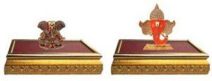 9facts Set of 2 with wooden base God Ganesh Idol Statue & God Ganesh / Ganpati / Lord Ganesha Idol - Statue Gift item Decorative Showpiece Decorative Showpiece - 10 cm (Brass, Multicolor)