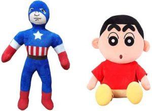 Hencebries Superhero Combo of Characters Action Packed (40Cm)_ Shinchan Soft Toy (32Cm) - 25 cm (Multicolor)