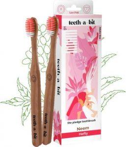 teeth-a-bit The Pledge Toothbrush Adult Neem Hefty Handle with Anti-Plaque Bristles - LP Medium Toothbrush (2 Toothbrushes)