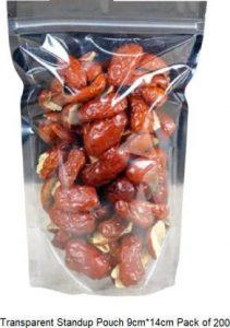 Chandrodaya Packagings Transparent Standup Pouch 9cm*14cm Food Bags with Ziplock, Pack of 200 Plastic Storage Pouch (Pack of 200)