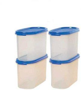 tuqperware - 1.1 L Polypropylene Grocery Container (Pack of 4, Blue)