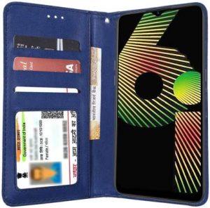 Unistuff Flip Cover for Realme 6i (Blue, Dual Protection)