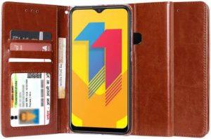 Unistuff Flip Cover for Vivo Y11 (Brown, Dual Protection)