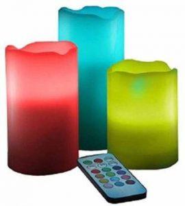 CheckSums 11673 Luma Wax LED Candles with Remote Candle (Multicolor, Pack of 3)