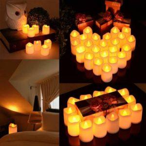 SNU Smokeless, Flameless, Battery Operated Led Tea Light Candles Candle (White, Pack of 12)