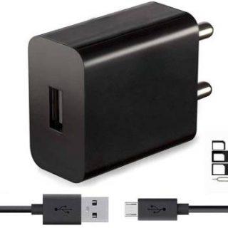 UrCart Wall Charger Accessory Combo for Onida i4G1, Onida i455, Onida i450, Onida i407, Onida i405 (Black)