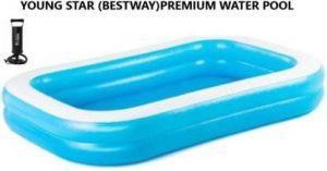 YOUNG STAR (USA*52) PREMIUM QUALITY ,HEAVY DUTY ADULTS AND KIDS JUMBO BIG SWIMMING WATER POOL BATH TUB 6.7 FEETS (2.01m) LENGTH,5.9 FEETS (1.50m) BREATH AND 51CM HEIGHT WITH THREE VALVE AIR PUMP.BEST SELLER UNIQUE THICK AND FLAXIBLE MATERIAL ,LOVED AND LIKE BY KIDS AND ADULTS.BEST SOLUTION FOR SUMMER WATER FUN. Inflatable Swimming Pool, Inflatable Toy Pump (GREEN OR BLUE)