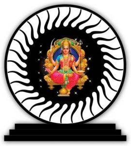 Vprint Santoshi Maa Acrylic Figurine Showpiece with Led and Charger Decorative Showpiece - 12 cm (Wood, Multicolor)