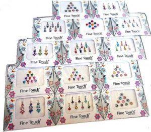 QUBIX Woman Best Bindi Combo Pack 15 flaps stone multi colors face Multicolor Bindis (stone)