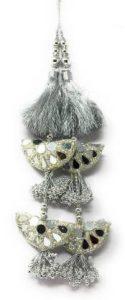 Inhika Women's Set of 2 Lehenga Latkan (30cm Long) silver Brooch (Silver)