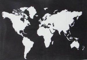 DORAYA World Map Psychedelic Bohemian Tapestry Cotton Printed Wall Hanging Small World Map Black And White Tapestry 30x40 Tapestry (Black)
