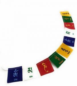 FOBHIYA Hanging Tibetan Buddhist Prayer Cotton Flags, Tibetan Buddhist Prayer Good Ambience Flags for Home, Desk, Cycle, Bike and Car Decor, Wall, Door, Window Hangings (4x6 cm | Multicolor) Decorative Showpiece - 6 cm (Jute, Multicolor)
