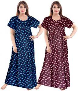 Women Night Dress (Blue, Maroon)