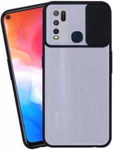 WORFOX Back Cover for Vivo Y50 (Black, Camera Bump Protector, Silicon)