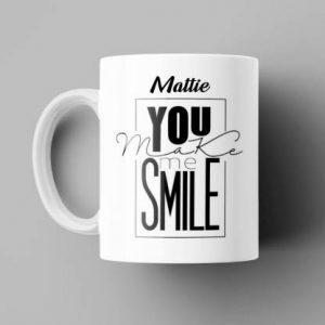 Beautum You make me Smile Mattie Printed White Ceramic Coffee (350)ml Model No:BYMS012195 Ceramic Coffee Mug (350 ml)