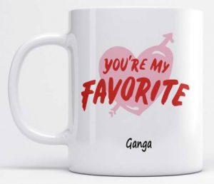LOROFY You're My Favorite Ganga Heart Shape Design Printed Ceramic Coffee Mug (325 ml)