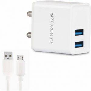 ZEBRONICS ZEB-MA5321 3.1 A Multiport Mobile Charger with Detachable Cable (White, Cable Included)