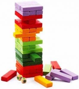 GOLDEN-BRIGHT Zenga Colorful Wooden Blocks Tumbling Tower Stacking Balancing Building Block Game Toy (Multicolor)
