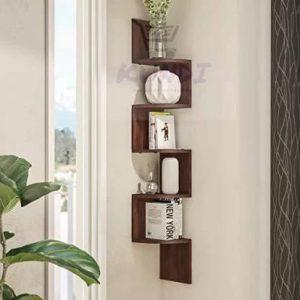 Zigzag Corner Wall Mount Shelves for Living Room, Bed Room for Home Decoration (10 inch X inch 15, brown)